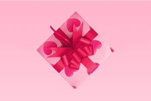 Valentinstag Geschenk für die Freundin in einer schönen Geschenkbox verpackt